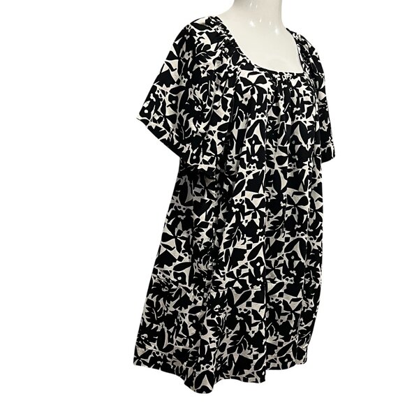 Free Assembly Relaxed Fit Print Cotton Dress, Pockets, Black White, XL - Picture 9 of 9